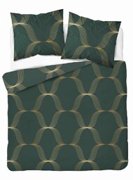 Detexpol Pościel satynowa 220x200 zielona butelkowa złota ornament 5088 B Home Satin 11