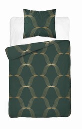 Detexpol Pościel satynowa 140x200 zielona butelkowa złota ornament 5088 B Home Satin 11