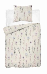 Detexpol Pościel satynowa 140x200 kremowa różowa zielona kwiaty 5091 A Home Satin 11