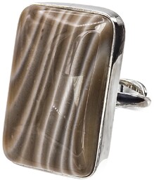 Krzemień Pasiasty Przepiękny Pierścionek Srebro R10-26 Certyfikat Unikat