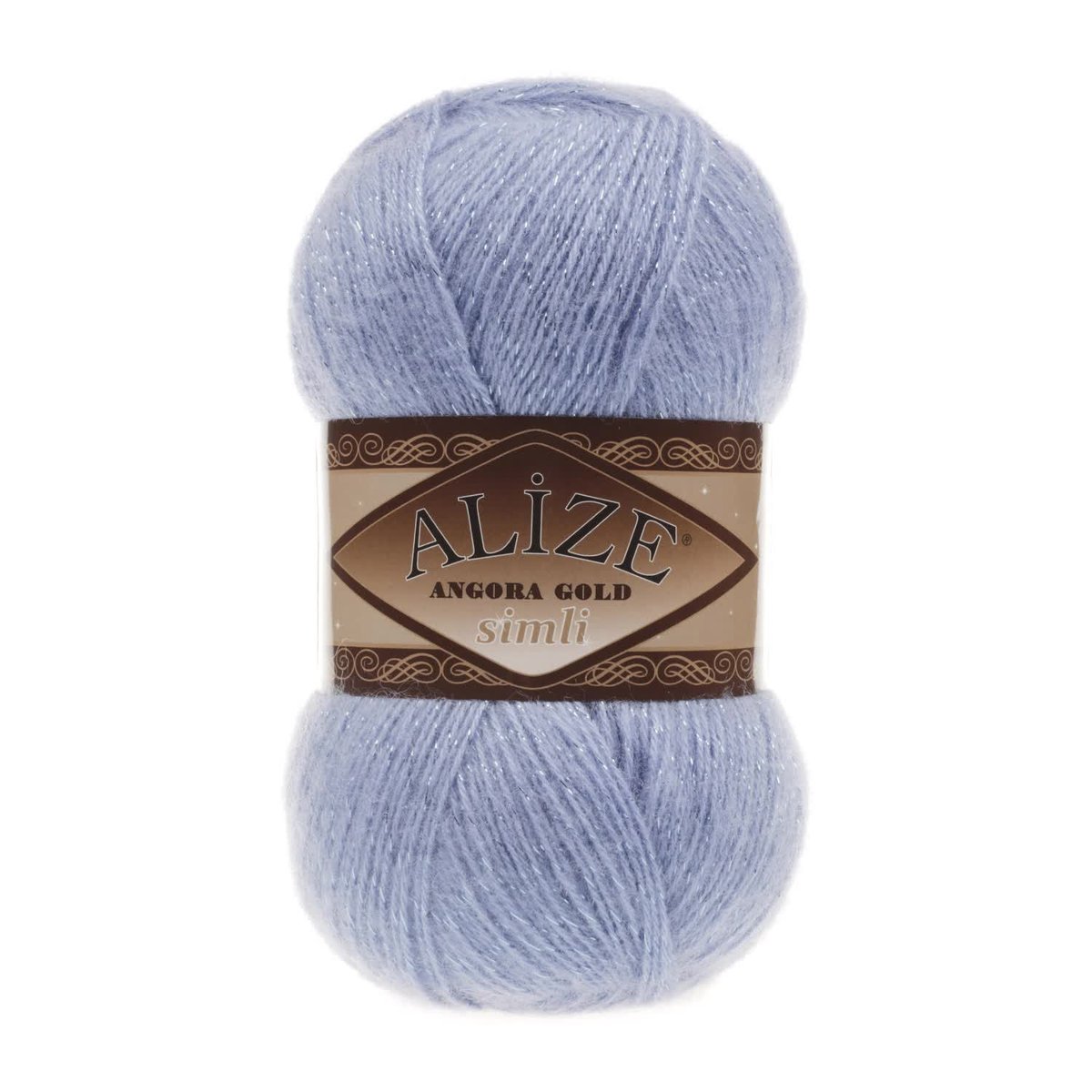 Włóczka Alize Angora Gold Simli nr 40 niebieski metalic 20% wełna 100g 500m