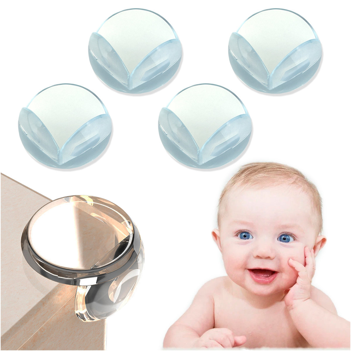 Zabezpieczenie na rogi stołu mebli bezbarwne przezroczyste mocny klej 4 szt