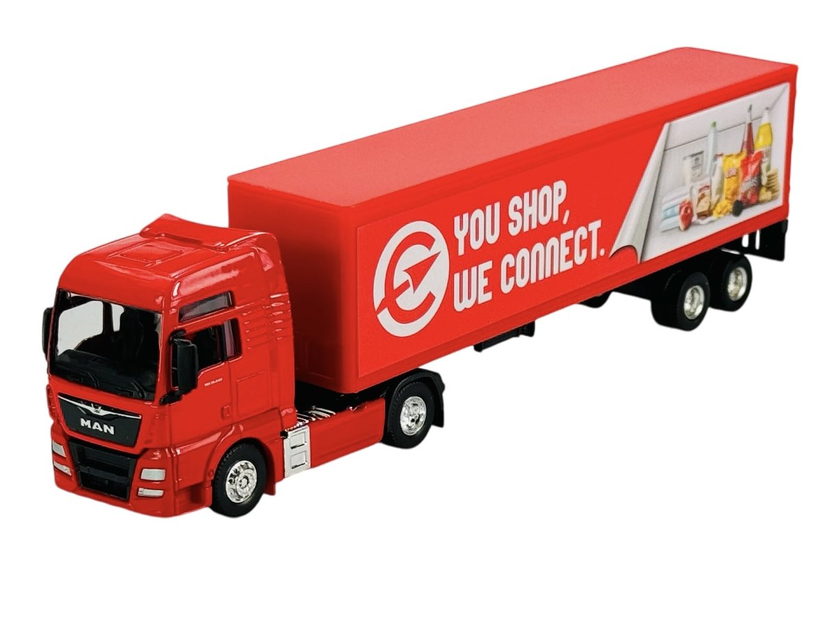 WELLY MAN TGX XXL CZERWONY + CZERWONA PRZYCZEPA 1:64 68011