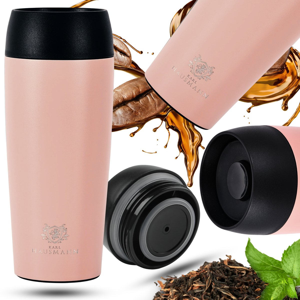 KUBEK TERMICZNY 450ml TERMOS na KAWĘ HERBATĘ ANTYPOŚLIZGOWY MAŁY SZCZELNY