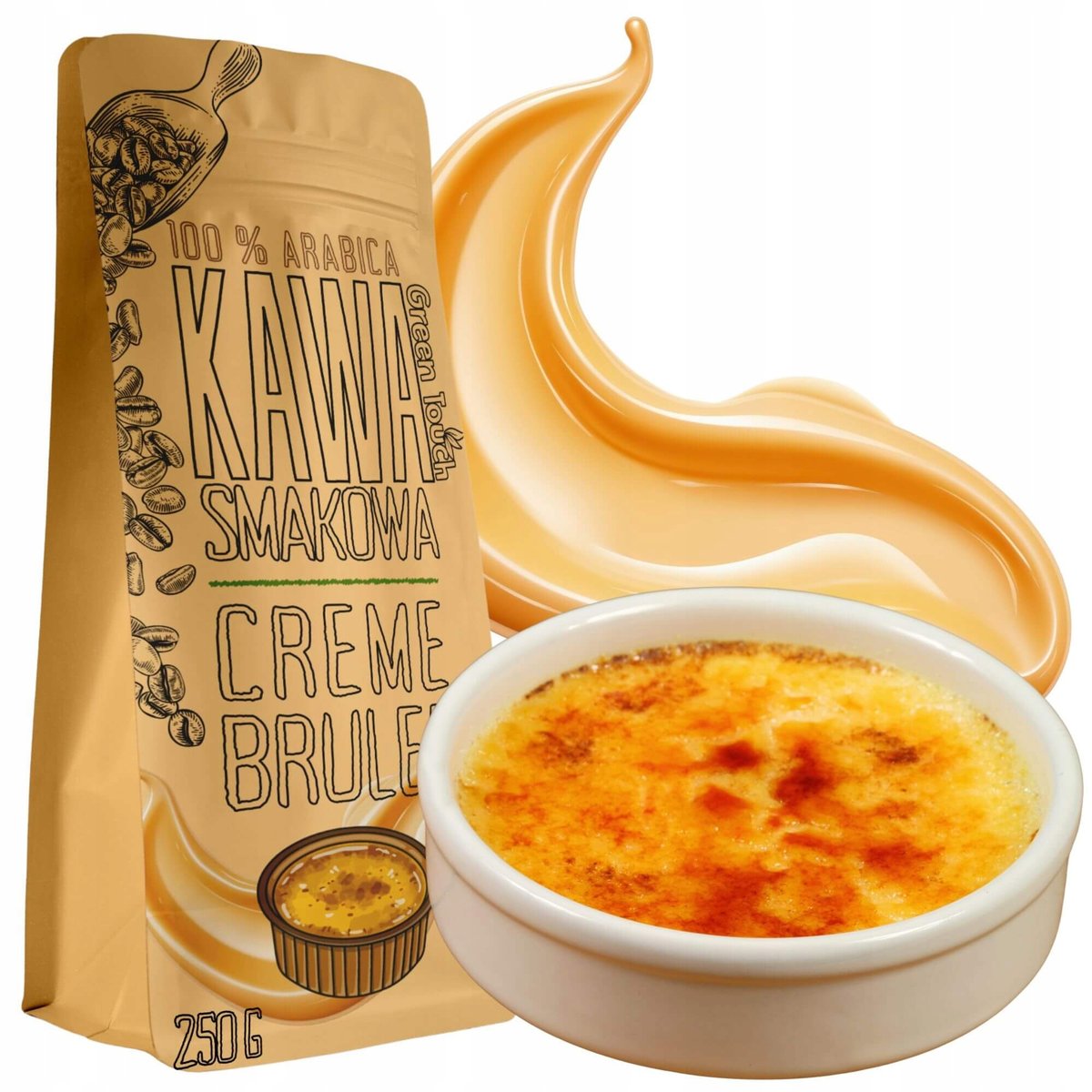 Kawa Ziarnista Smakowa Creme Brulee Deserowa Śmietankowa 250 G Green Touch