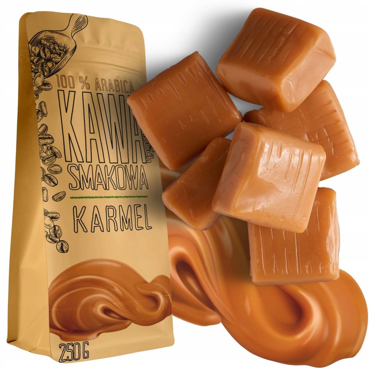 Kawa Ziarnista Smakowa Karmelowa Karmel Toffi Deserowa 250 G Green Touch