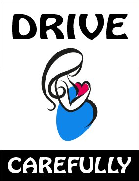 Naklejka magnes 10x13cm kobieta w ciąży w aucie