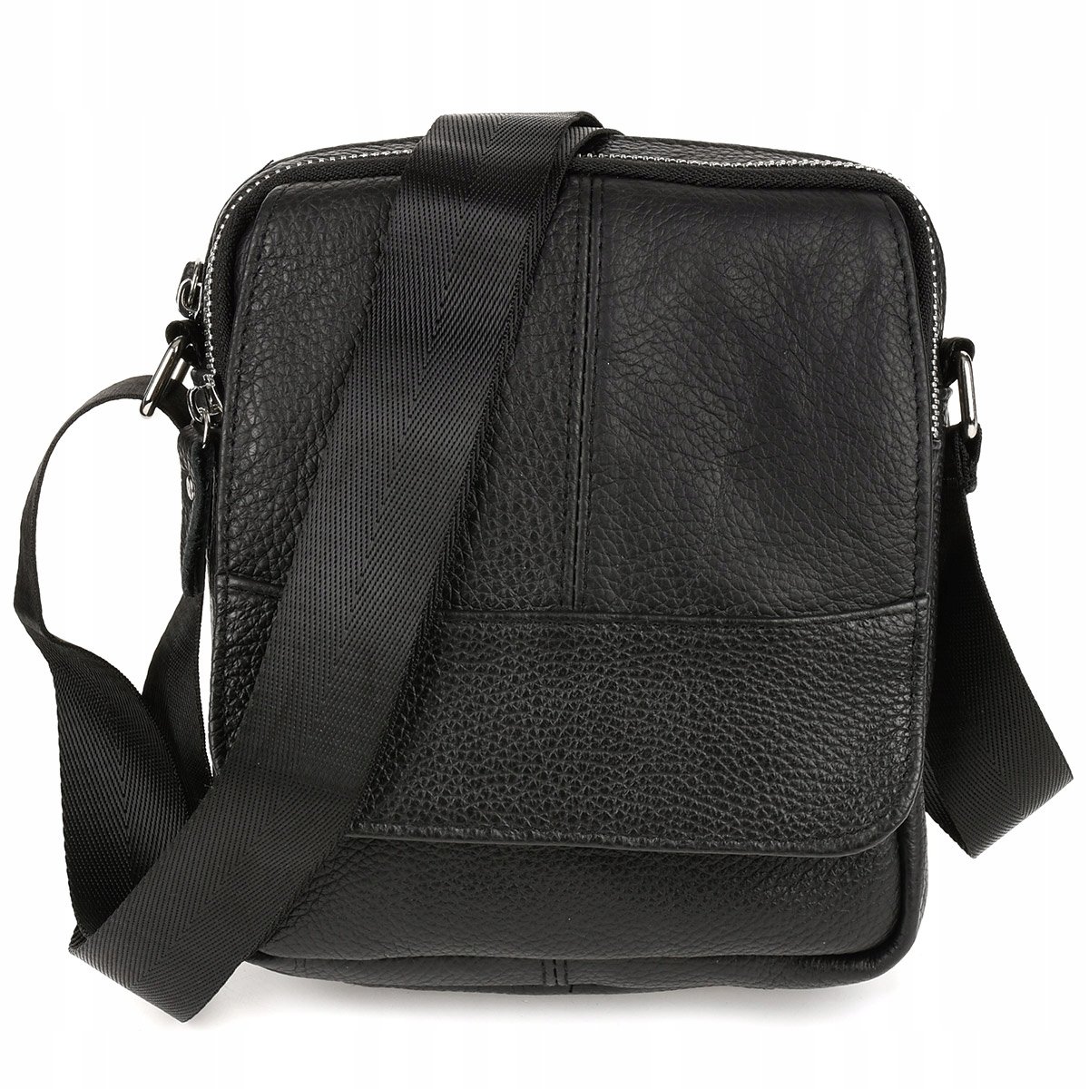 Torba Saszetka Męska Na Ramię Elegancka Skórzana Raportówka Pojemna Czarna