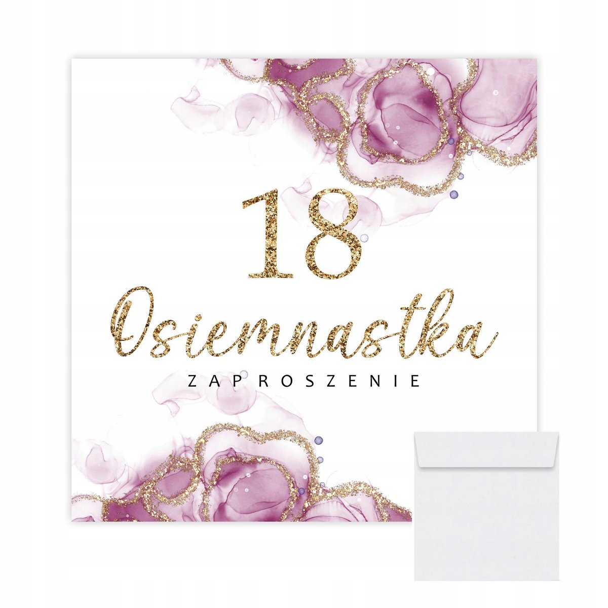 Zaproszenia na 18 urodziny Osiemnastkę z Kopertą Rose Gold