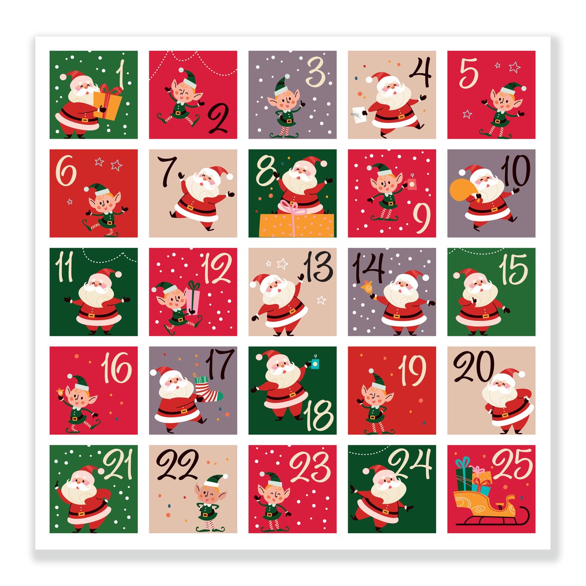 Naklejki Cyfry na Kalendarz Adwentowy KWADRATOWE NKA_6