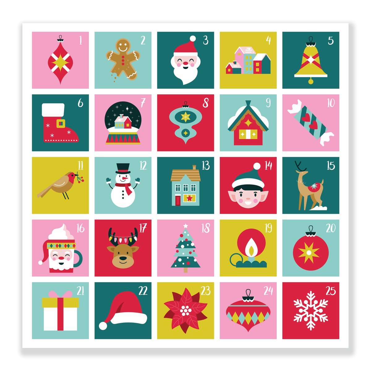 Naklejki Cyfry na Kalendarz Adwentowy KWADRATOWE NKA_7