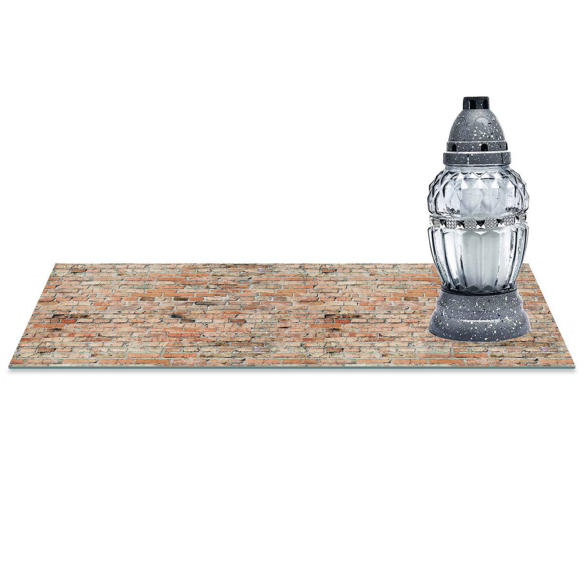 SZKLANA PODSTAWKA POD ZNICZE z dedykacją 60x30cm Mur 212d