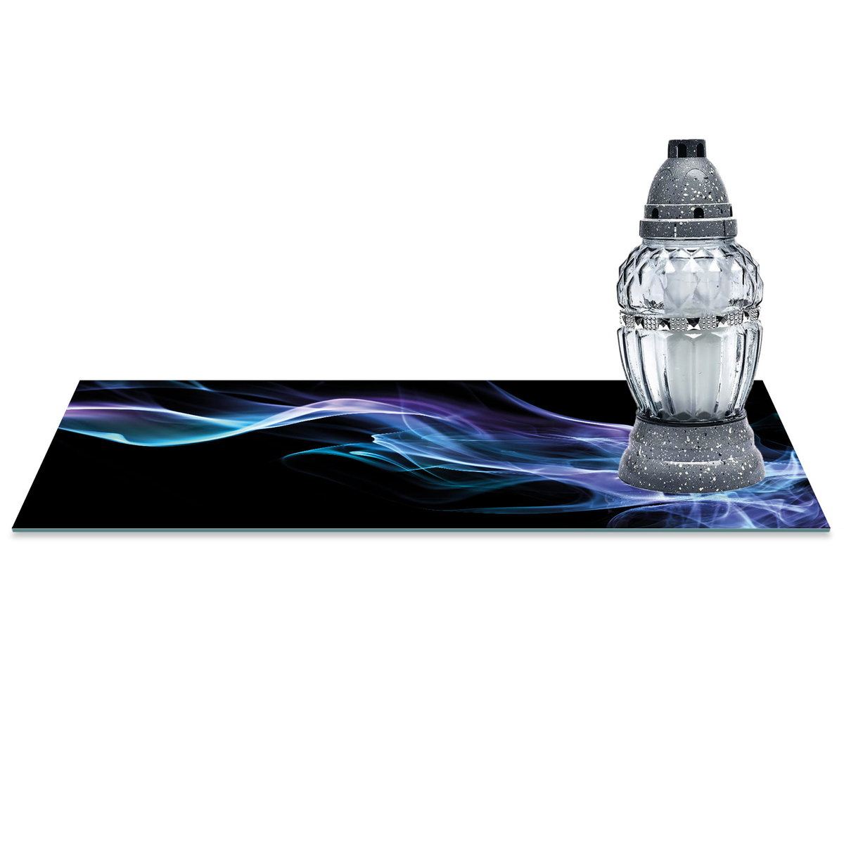 SZKLANA PODSTAWKA POD ZNICZE z dedykacją 60x30cm Wstęga 65d