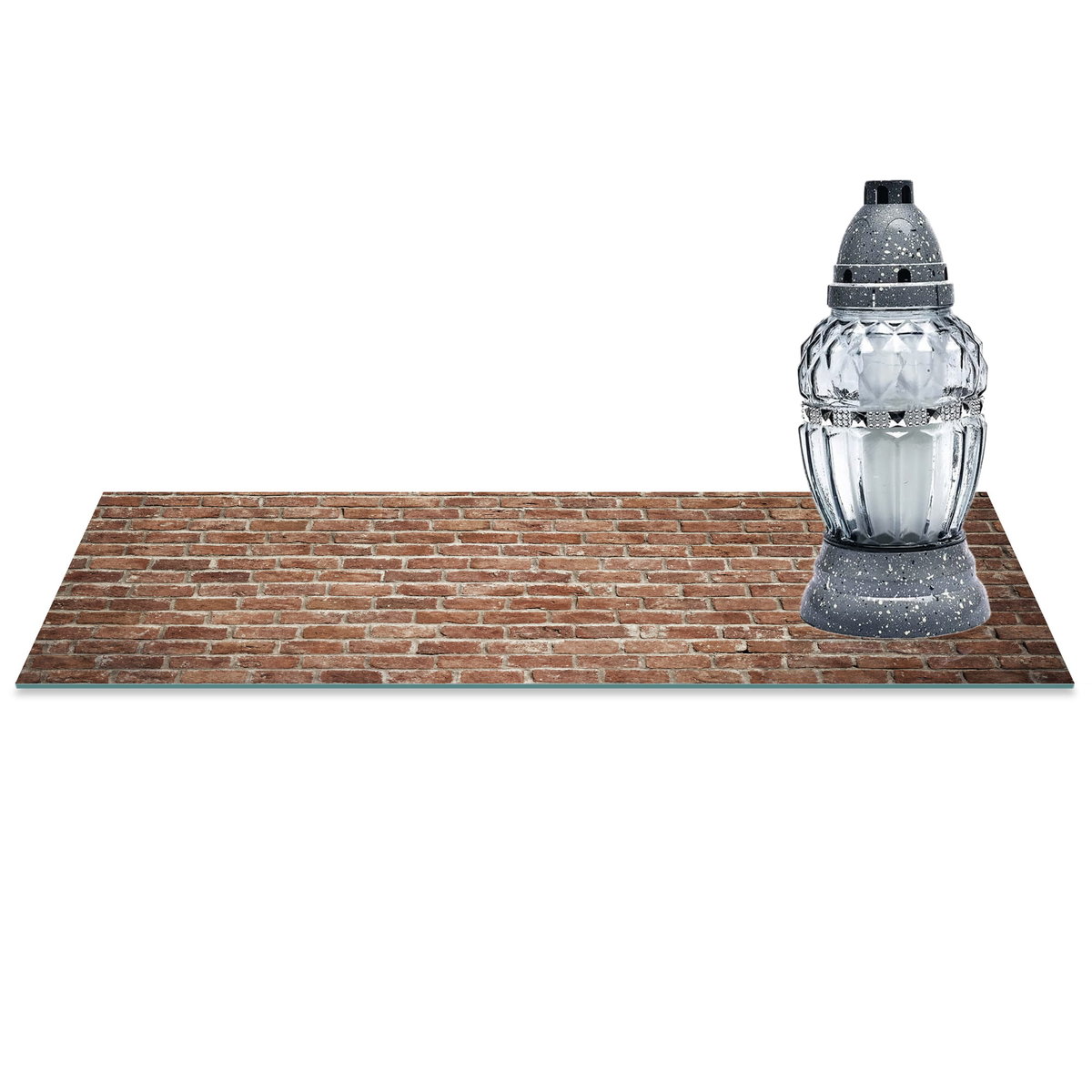 SZKLANA PODSTAWKA POD ZNICZE z dedykacją 60x30cm Mur 215d