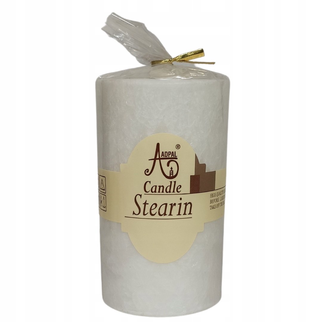 Ekologiczna świeca stearynowa pieńkowa / walec, bez zapachu, biała