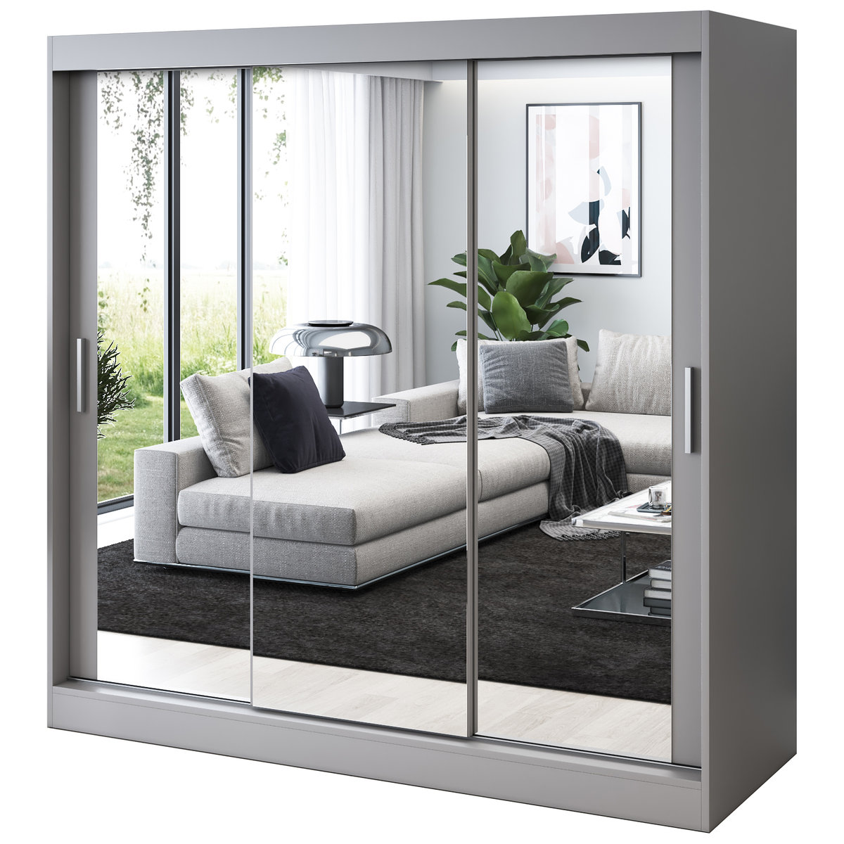 Szafa przesuwna 3x Lustro 200x200 Karl, Antracyt mat