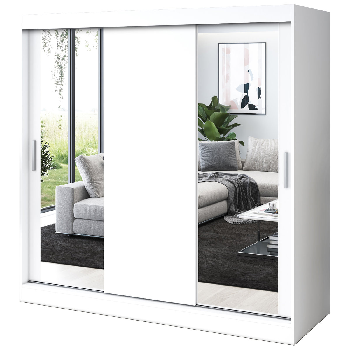 Szafa przesuwna 2x Lustro 200x200 Sofia , Biały mat