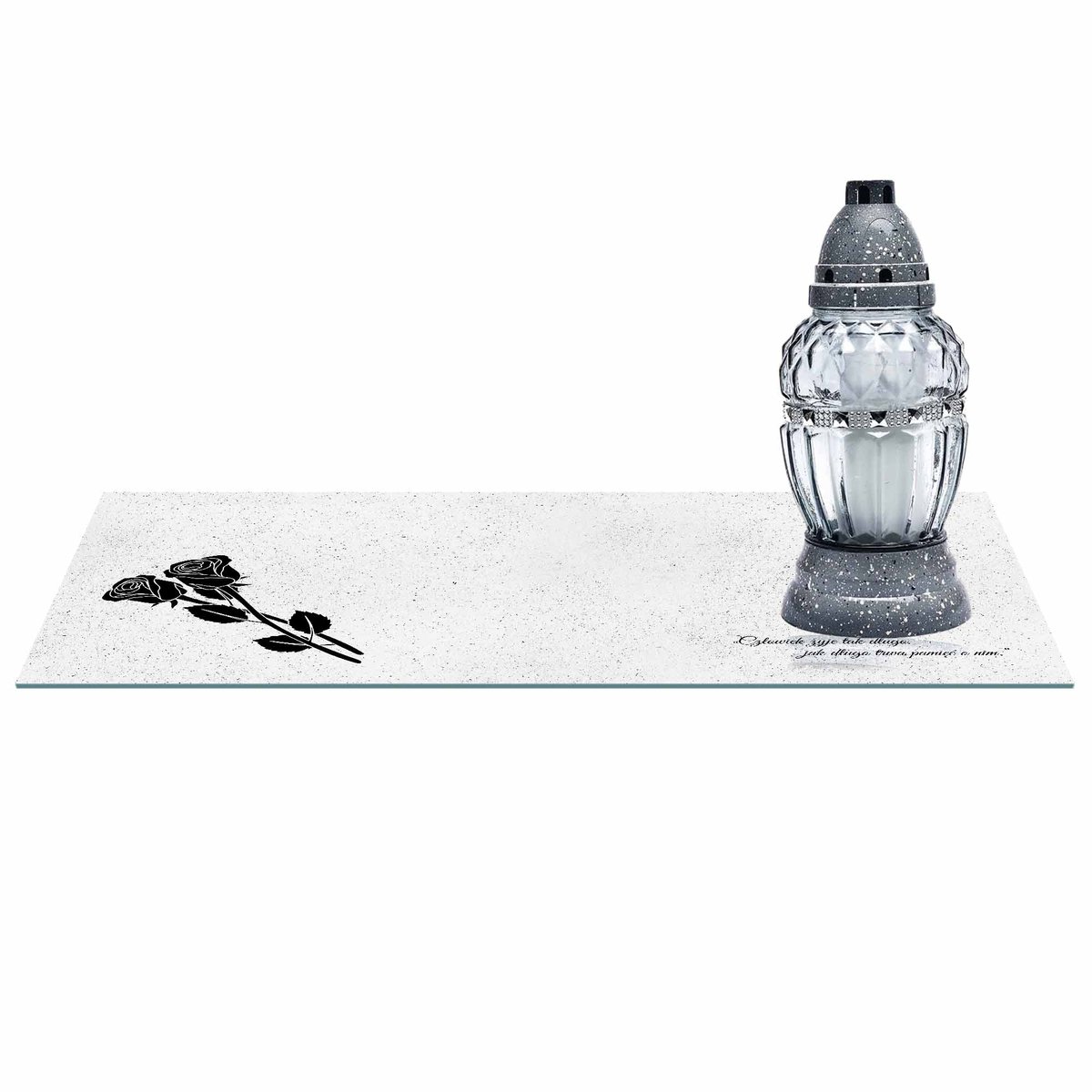 SZKLANA PODSTAWKA POD ZNICZE 60x30cm 494d + napis