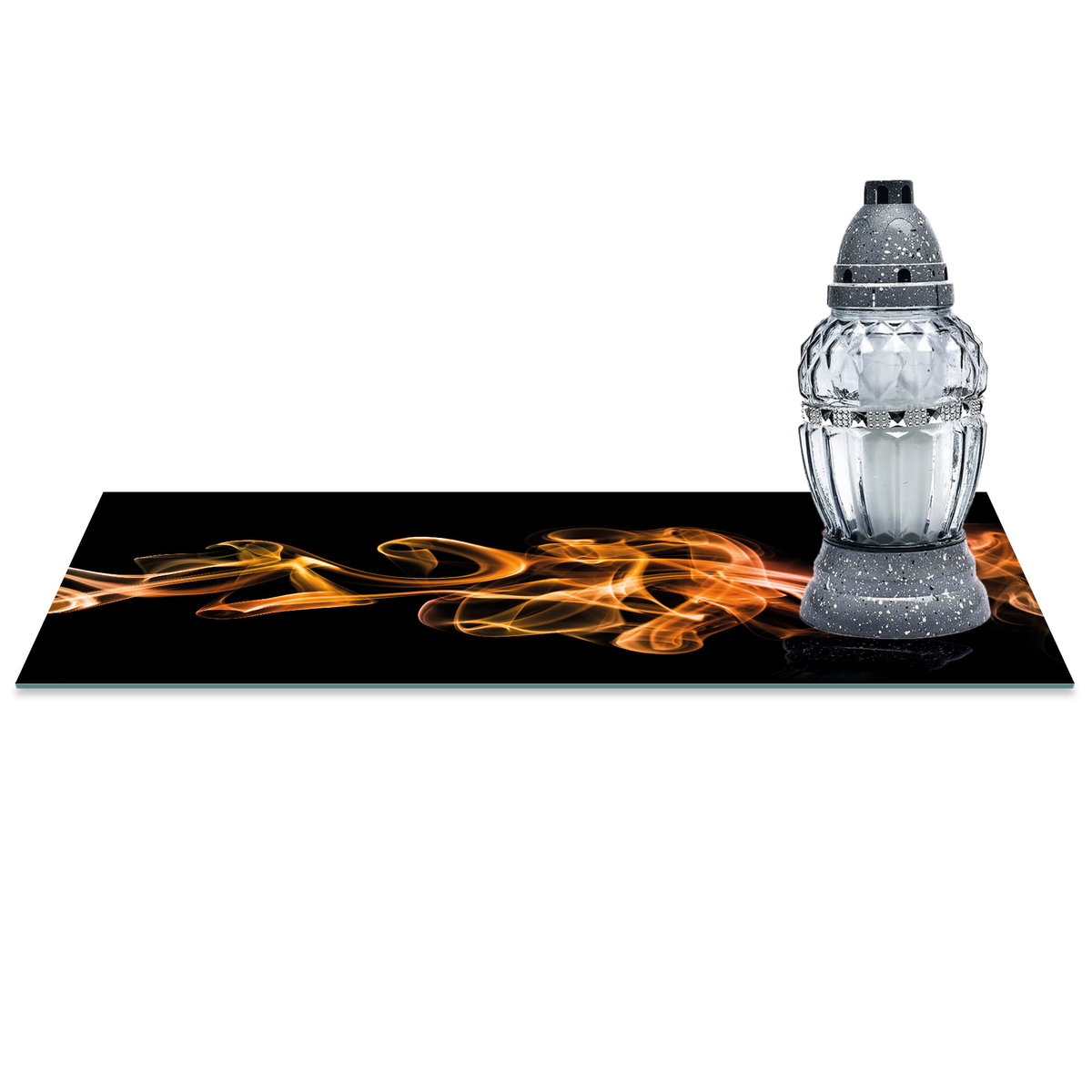 SZKLANA PODSTAWKA POD ZNICZE z dedykacją 60x30cm Miedź dym 68d