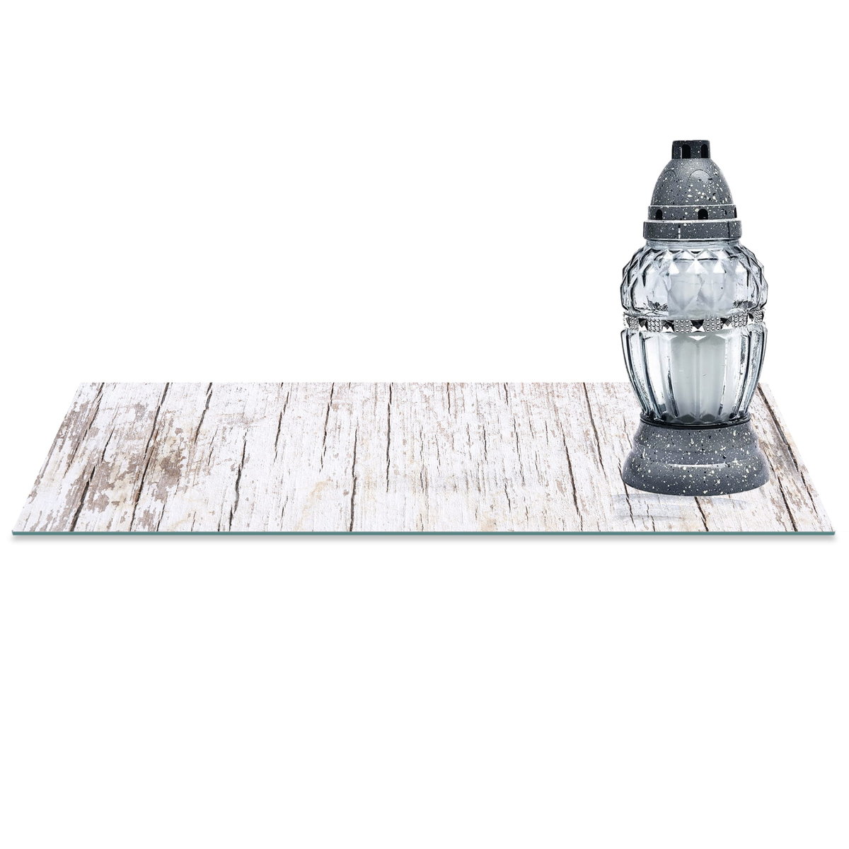 SZKLANA PODSTAWKA POD ZNICZE z dedykacją 60x30cm Dechy 115d