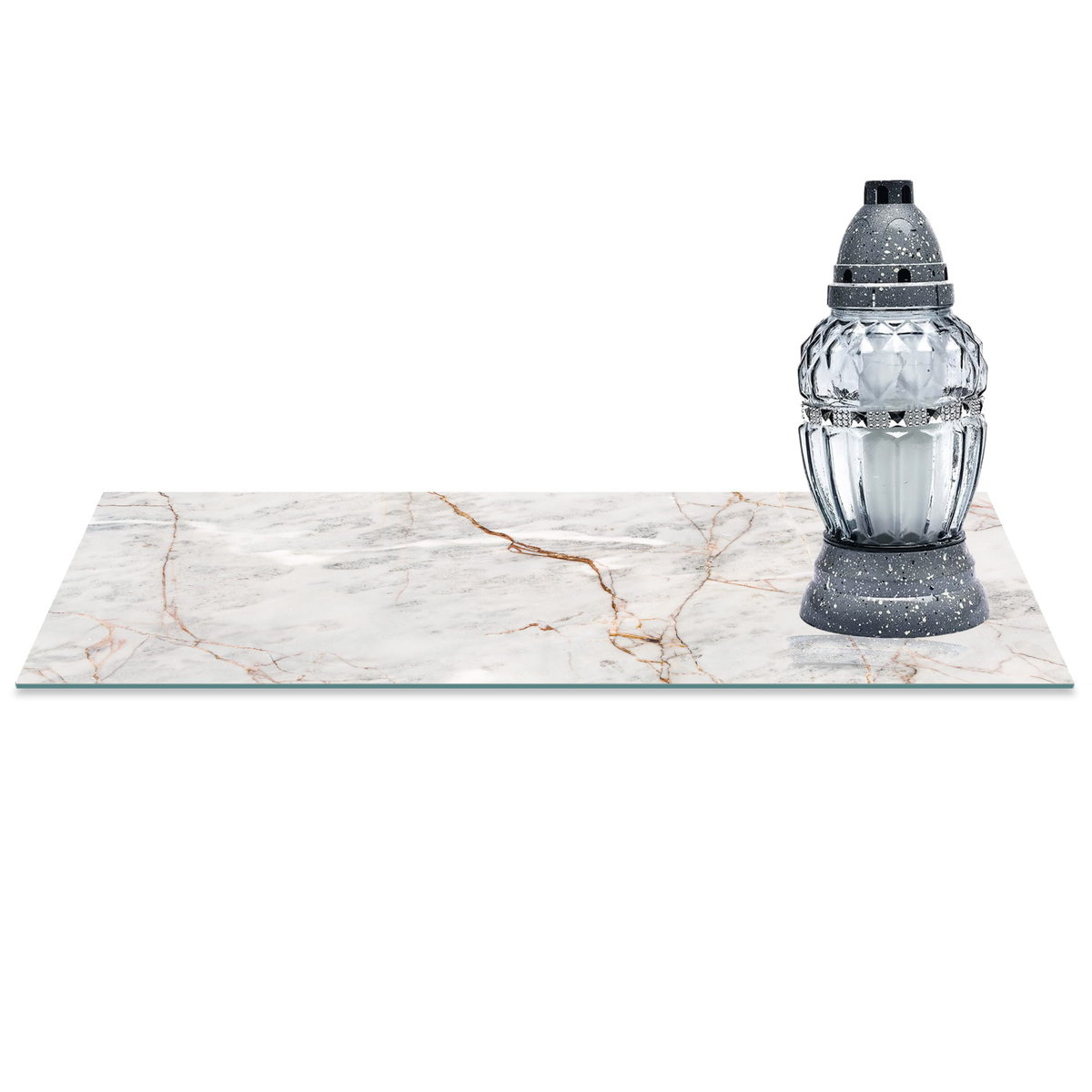 SZKLANA PODSTAWKA POD ZNICZE z dedykacją 60x30cm Marmur 376d