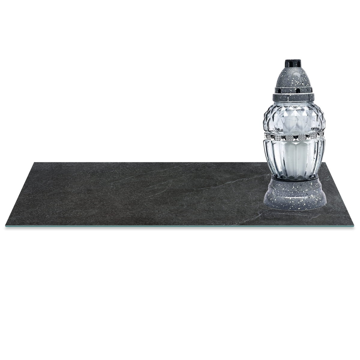 SZKLANA PODSTAWKA POD ZNICZE z dedykacją 60x30cm Kamień 328d