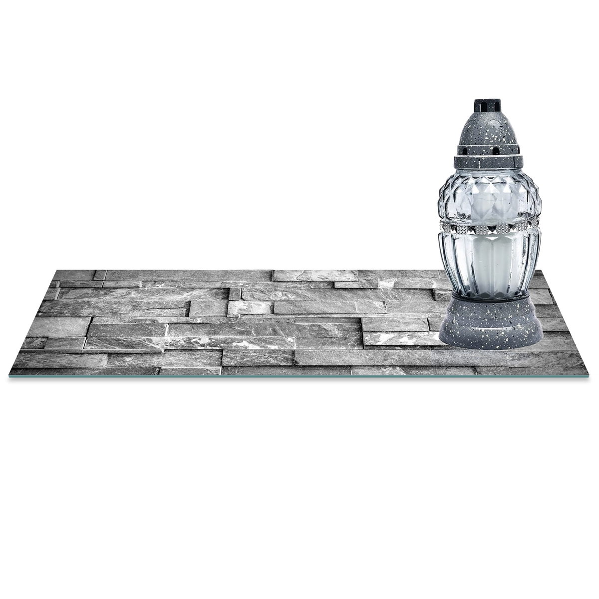SZKLANA PODSTAWKA POD ZNICZE z dedykacją 60x30cm Cegły 35d
