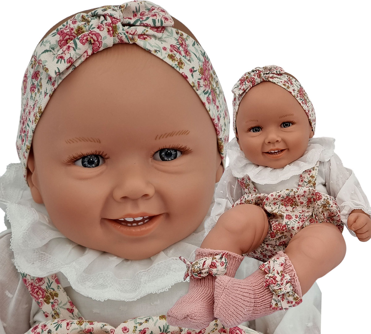 MANOLO HISZPAŃSKA LALKA MIĘKKI BRZUSZEK 47CM 5394 DIANA BIAŁE KWIATY