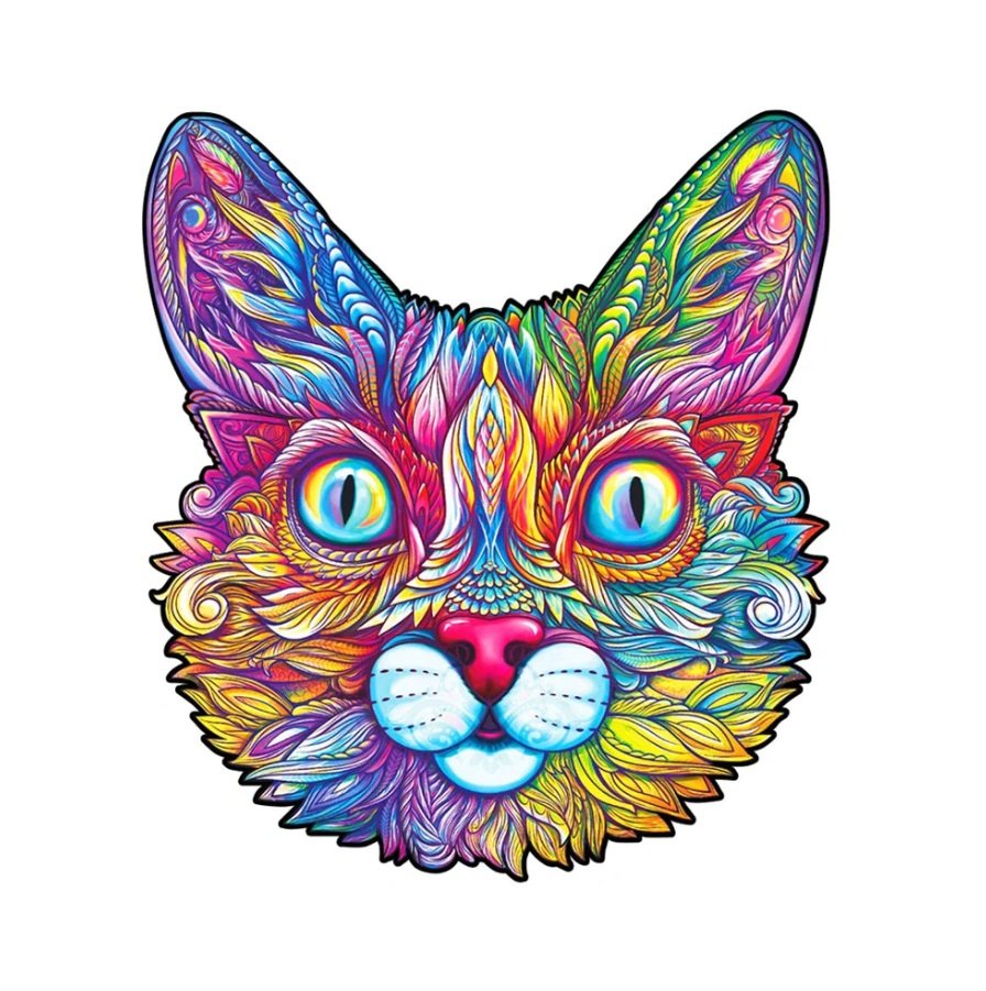 Imponujący kot drewniane puzzle 100 el. Unidragon