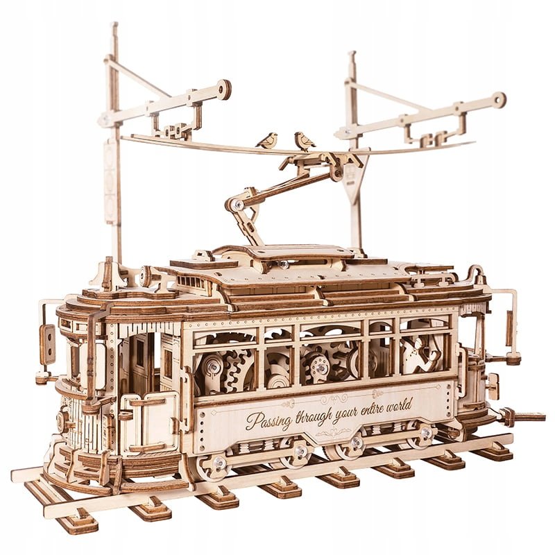 ROKR Robotime City Tram Kopia Lizbońskiego Tramwaju Puzzle Drewniane 3D