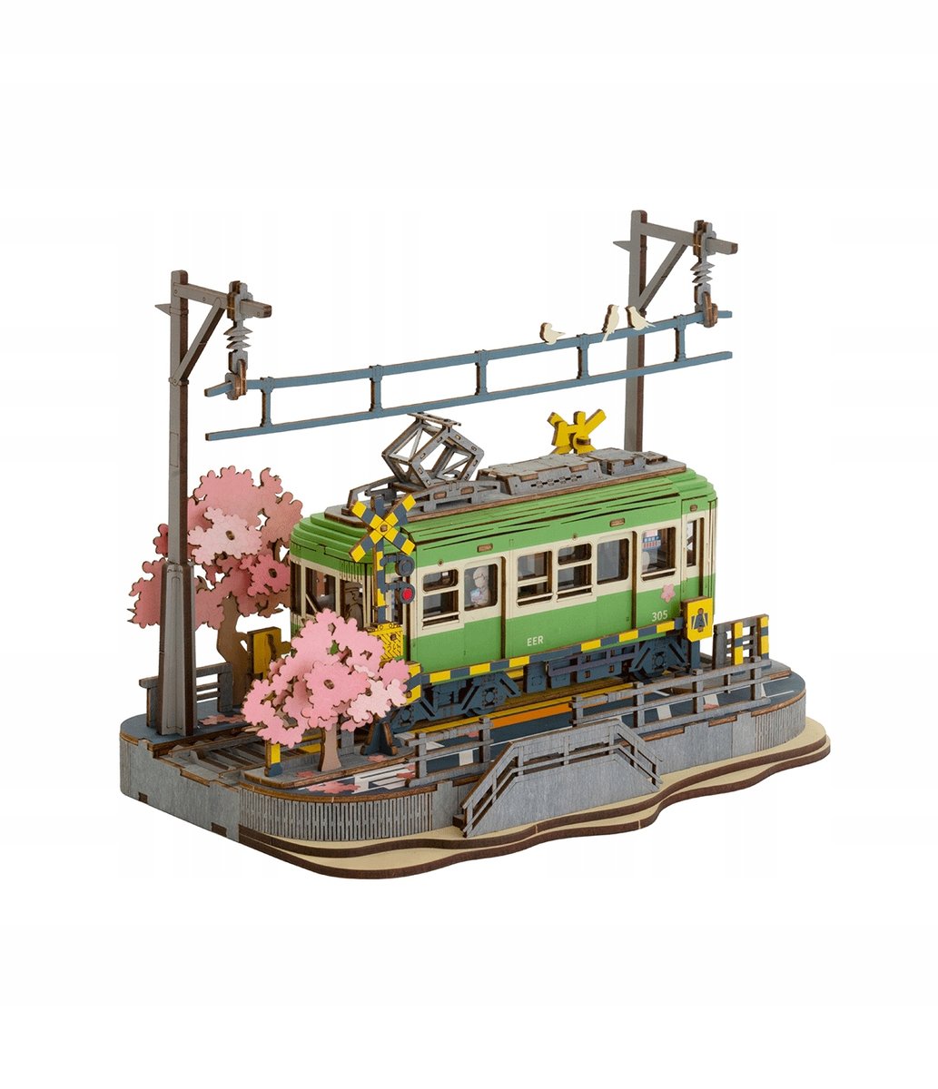 Robotime Sakura Journey Tramwaj Drewniane Puzzle 3D