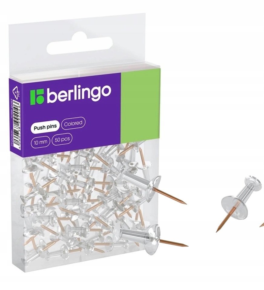 Pinezki do tablicy korkowej 10mm Berlingo 50szt