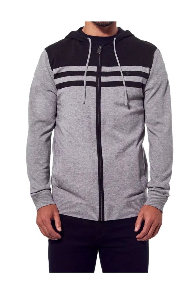 Sweter męski Kaporal Aurel rozsuwany szary z kapturem-M