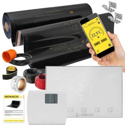 Folia grzewcza pod panele MISSION AIR MAL-160 W/m2 Black Gold 10m2 (10m x 100cm) + regulator Gemini Biały Wi-Fi | Bezpłatny transport