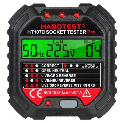 Habotest Tester gniazd z wyświetlaczem cyfrowym Habotest HT107D INNHABOTESTHT107D