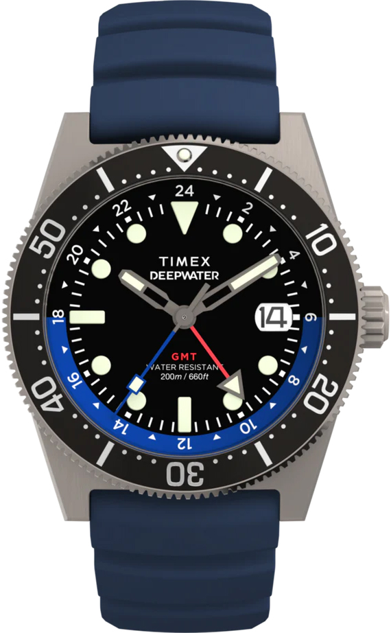 Zegarek Timex TW2W75100 Deepwater Reef 200 GMT Blue Synthetic Rubber 41mm