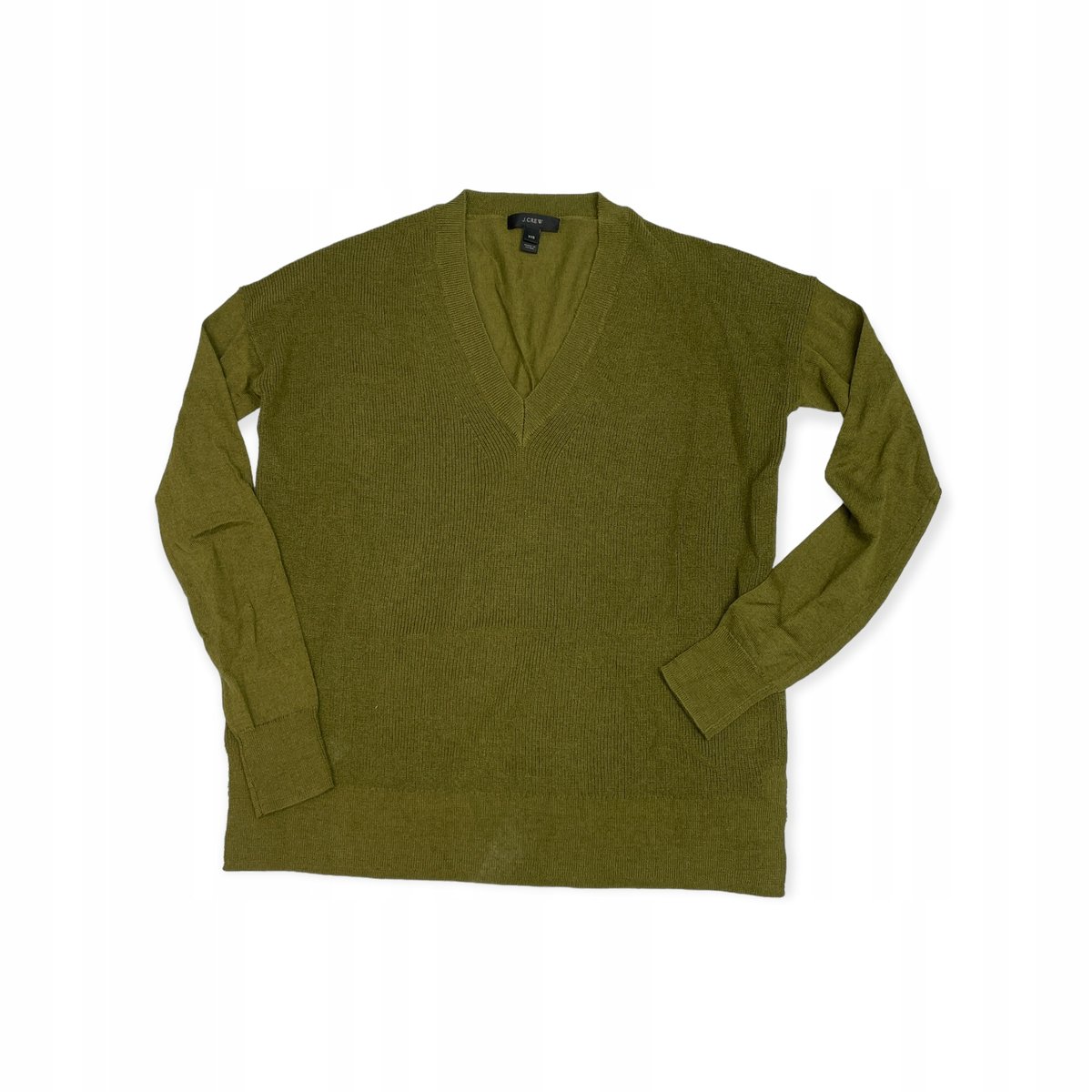 Wciągany sweter damski khaki dekolt V J. CREW XXS