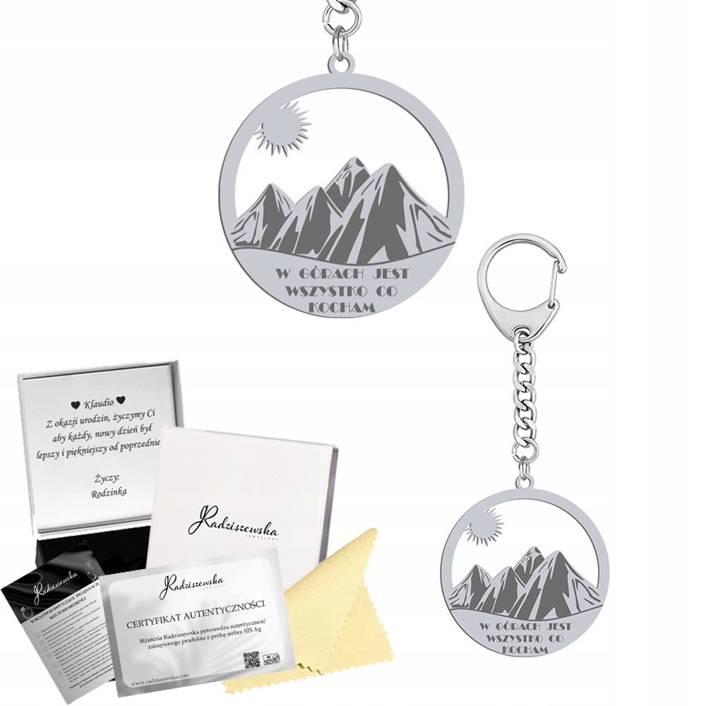 Brelok Do Kluczy Z Górami Góry Z Grawerem Prezent Rebro 925 Życzenia Gratis