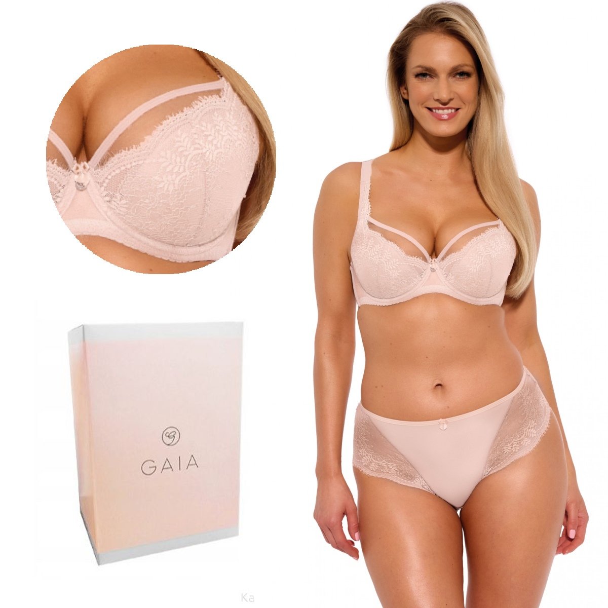 Biustonosz z koronką GAIA Semi-Soft Elin 1263 półusztywniany perłowy  90E