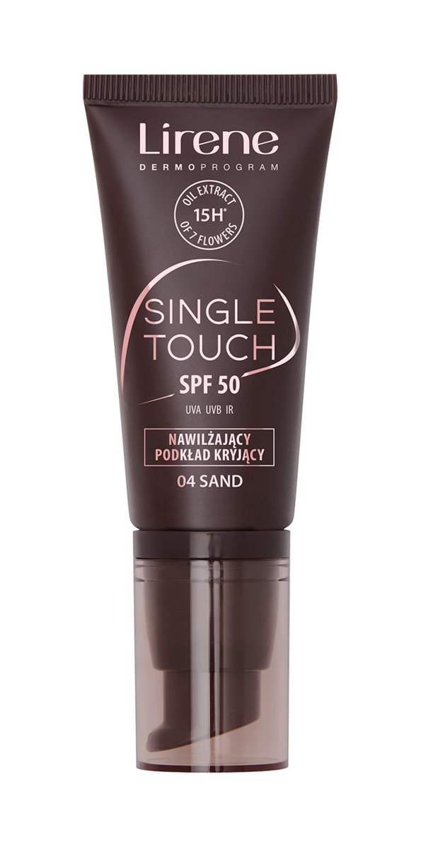 Podkład do twarzy lekki nawilżający SPF50 Lirene Single Touch 04 Sand