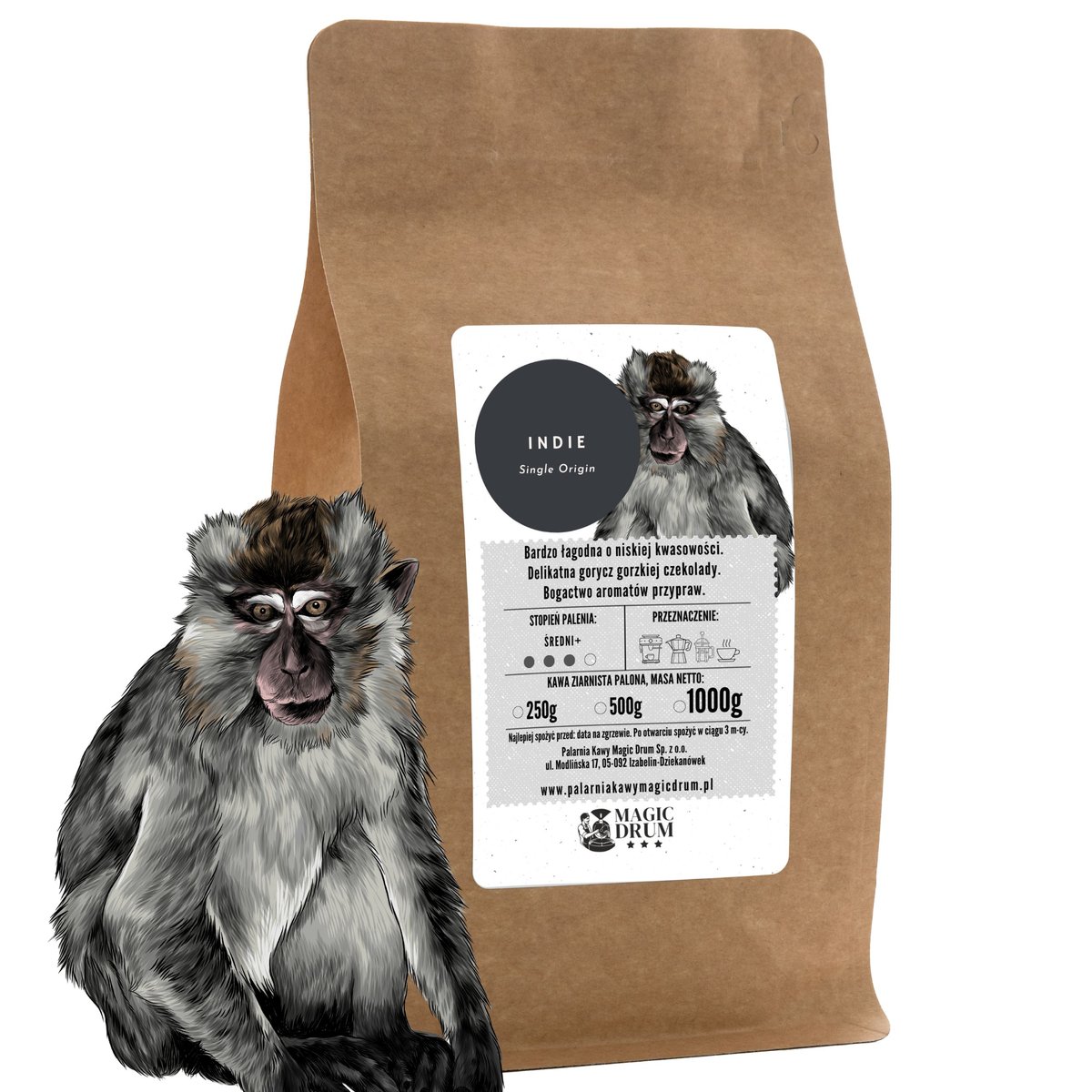 Kawa ziarnista Indie świeżo palona arabica 500g