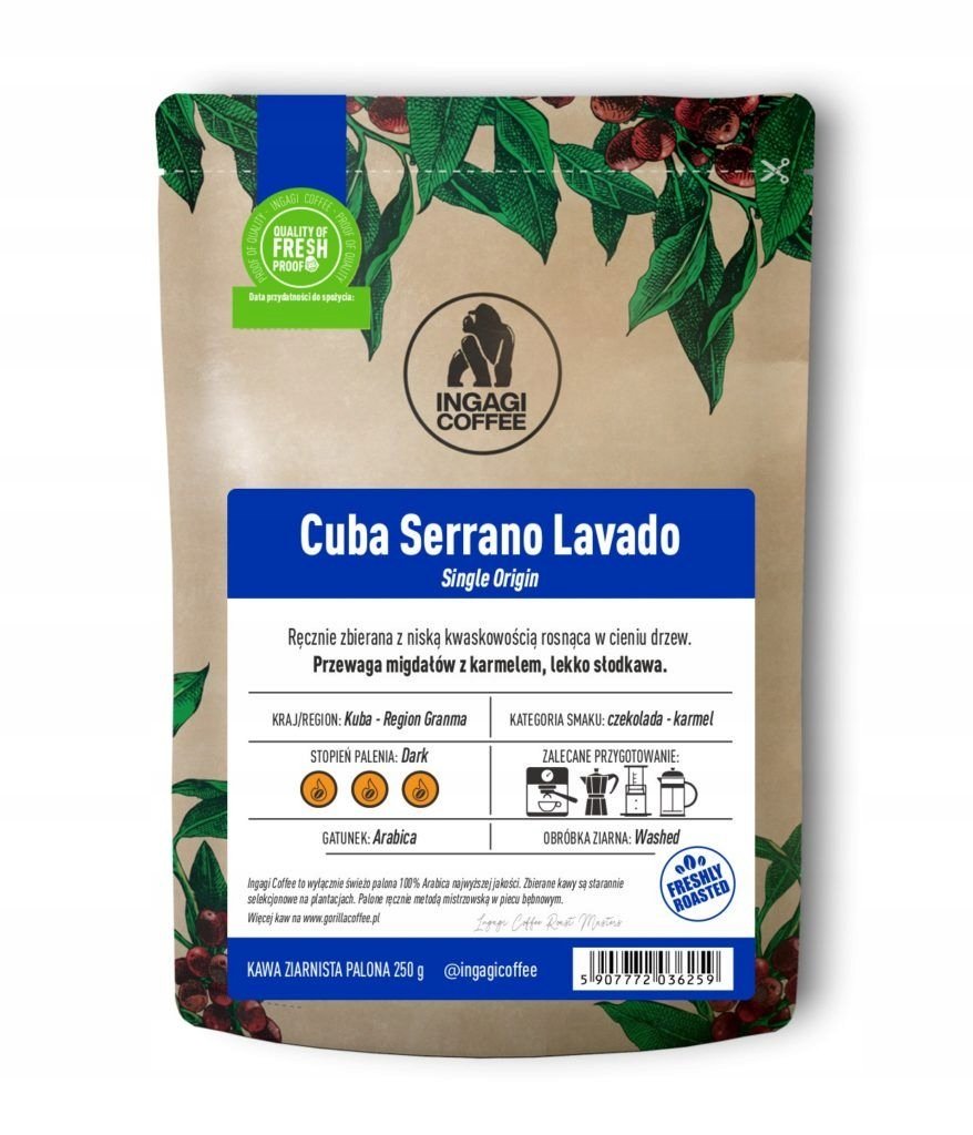Kawa ziarnista Kuba Serrano Lavado 1 kg świeżo palona arabika