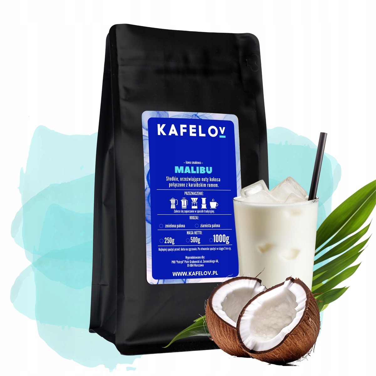 Kawa smakowa mielona MALIBU arabika świeżo palona 250g