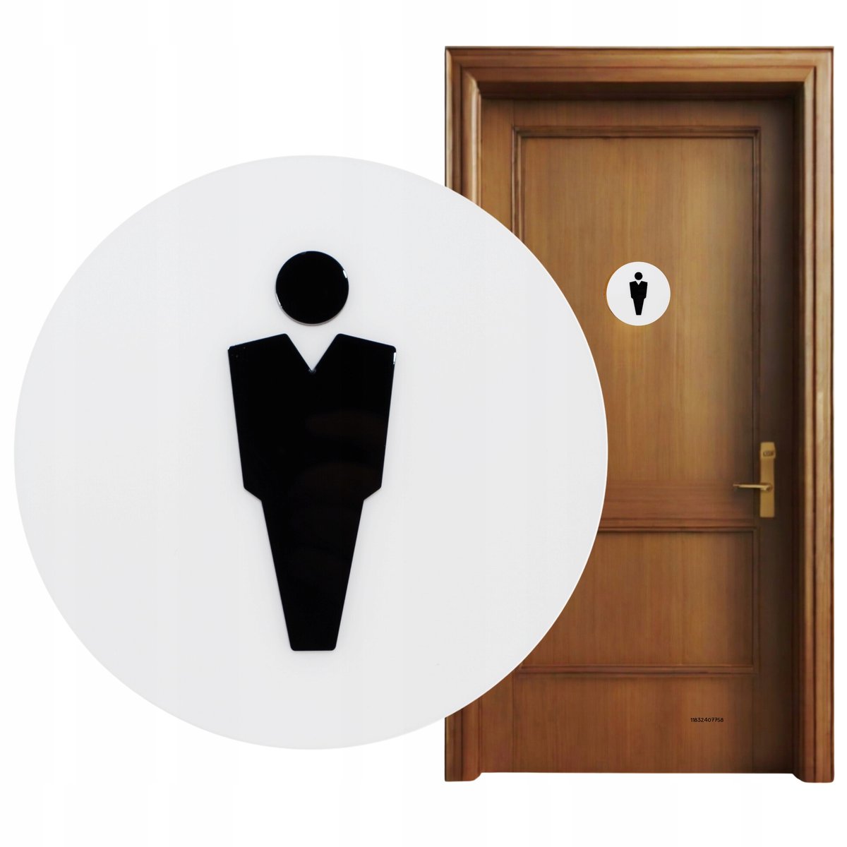 TABLICZKA TOALETA WC PIKTOGRAM MĘSKA OZNACZENIE NA DRZWI GRAWER BIAŁY 14CM