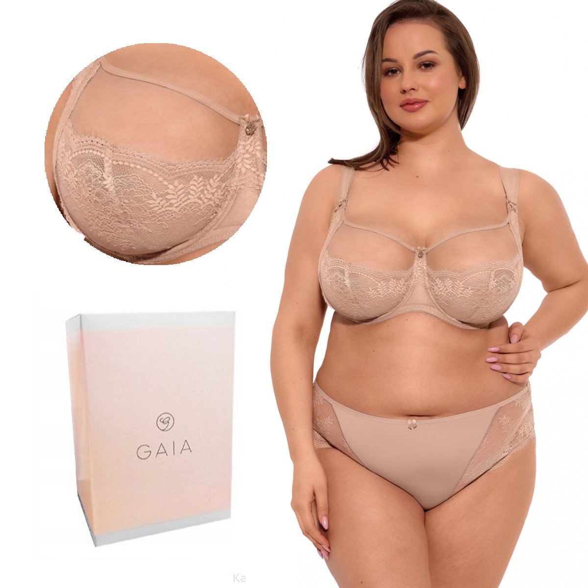 Biustonosz z koronką GAIA Soft Camilla MAXI 1262 miękki mokka  75L