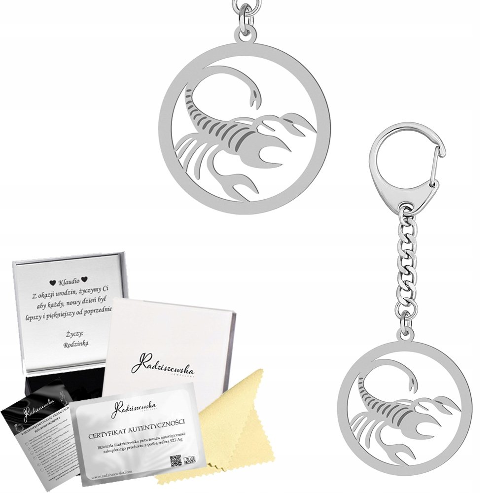 Brelok Ze Znakiem Zodiaku Skorpion Srebro 925 Prezent Gadżet Grawer