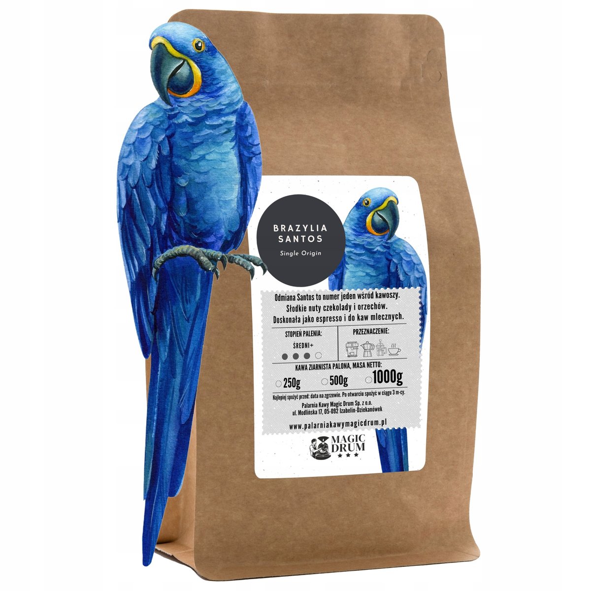Kawa ziarnista Brazylia Santos 1 kg arabika świeżo palona