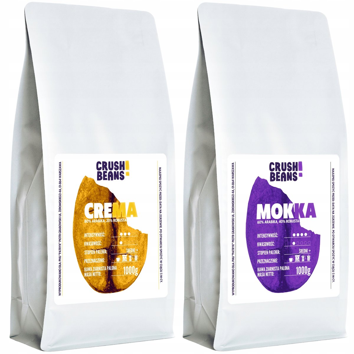 Kawa mielona 2kg CREMA+MOKKA Crush Beans MIX