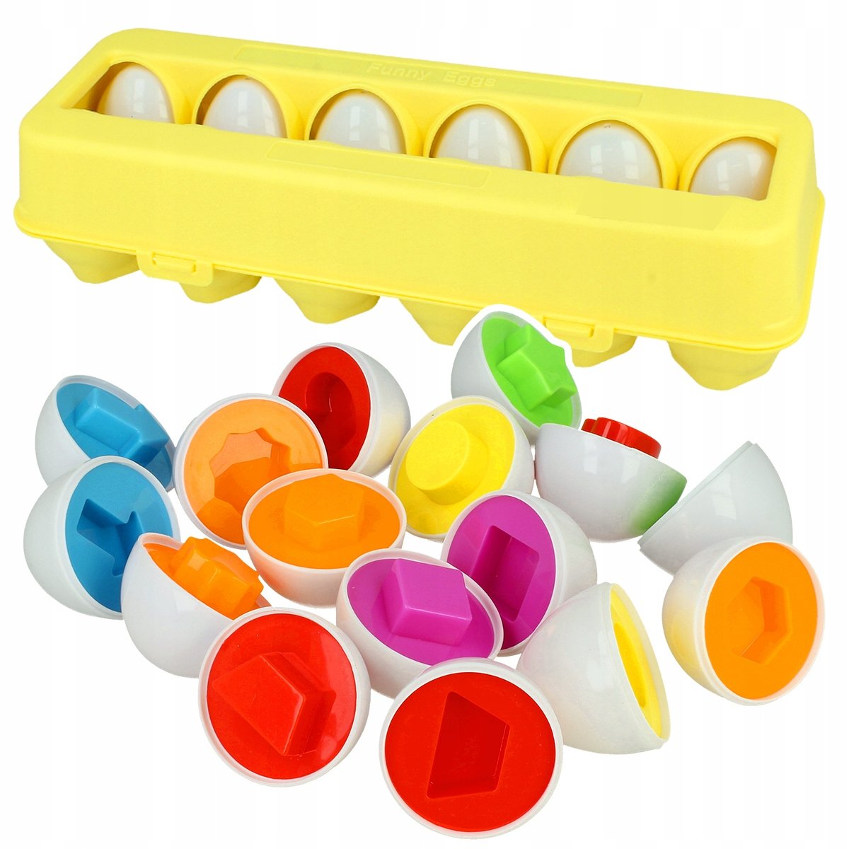 Układanka Klocki Jajka Dopasuj Kształty 12 szt. Montessori Z2009