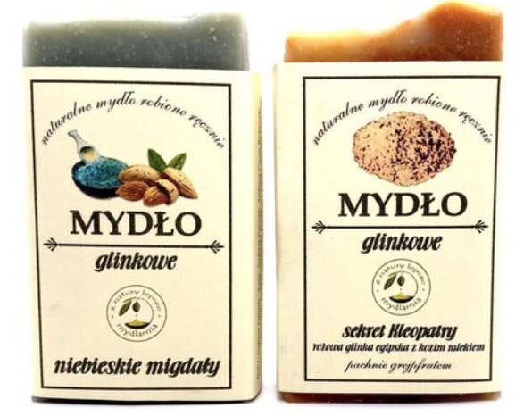 zestaw glinkowy: mydło glinkowe sekret kleopatry + mydło glinkowe niebieskie migdały
